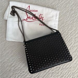 Christian Louboutin Triloubi Small Shoulder Bag Calf Leather Black